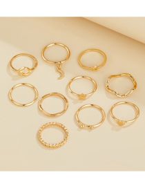 Fashion Gold Metal Moon Star Heart Ring Set