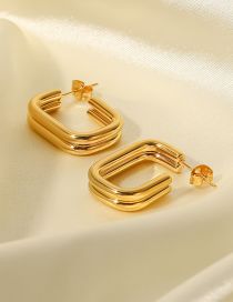 Fashion Gold Titanium Steel Geometric Double Layer U-shaped Earrings