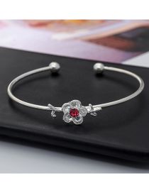 Fashion Silver Metal Diamond Flower Bracelet