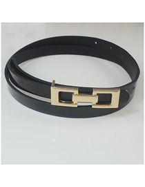 Fashion Black Alloy Buckle Patent Leather Thin Belt
