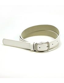 Fashion White Pu Rectangular Buckle Wide Belt