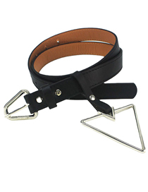 Fashion Black Pu Triangle Ring Pin Buckle Wide Belt