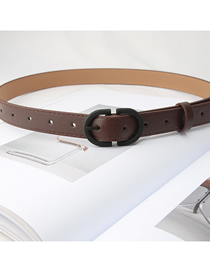Fashion Brown Faux Leather Oval Buckle Wide Belt