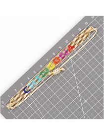 Fashion Color Rice Beaded Braided Letter Bracelet