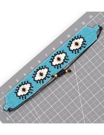 Fashion Blue Rice Beaded Braided Eye Bracelet