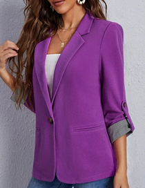Fashion Purple Lapel Pocket Blazer