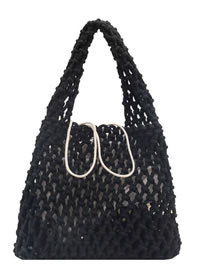 Fashion Black Open Braided Large Capacity Tote
