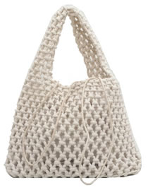 Fashion Creamy-white Open Braided Large Capacity Tote