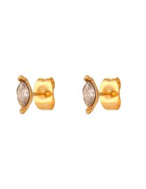 Fashion Stud Earrings - Gold - White Diamonds Stainless Steel Gold Plated Diamond Marquise Stud Earrings