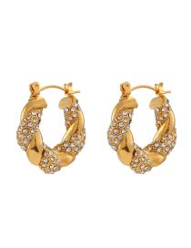 Fashion Gold Stainless Steel Gold Plated Zirconium Twist Earrings