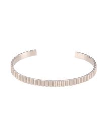 Fashion Silver Stainless Steel Vertical Grain Open Bracelet