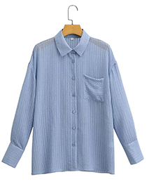 Fashion Blue Striped Lapel Button-down Shirt