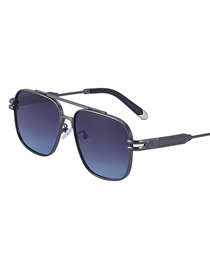 Fashion Grey Blue Pc Double Bridge Square Large Frame Sunglasses