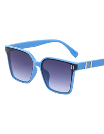 Fashion Bright Blue Gradation Pc Square Large Frame Sunglasses