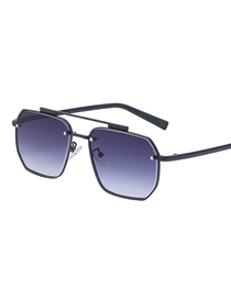 Fashion Black Double Grey Pc Double-bridge Cut-edge Square Sunglasses