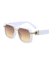 Fashion Porcelain White Pc Steam Square Large Frame Sunglasses