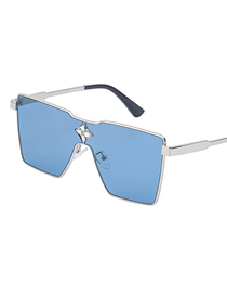 Fashion A Blue Pc Square Large Frame One Piece Sunglasses