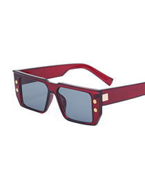 Fashion Wine Red Pc Rice Nail Square Large Frame Sunglasses