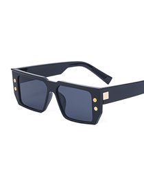 Fashion All Grey Pc Rice Nail Square Large Frame Sunglasses