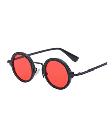 Fashion Bright Black No. 2 Red Pc Steam Round Sunglasses