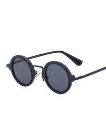 Fashion Bright Black All Grey Pc Steam Round Sunglasses