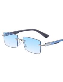 Fashion Gradually Blue Pc Rimless Square Sunglasses
