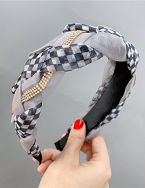 Fashion Grey Twist Fabric Diamond Claw Chain Mesh Braided Twist Headband