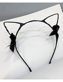 Fashion Black Fabric Double Bow Cat Ear Headband