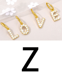 Fashion Z Copper Inlaid Zirconium 26 Letter Earrings