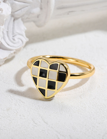 Fashion Love Brass Gold Plated Oil Drop Check Heart Ring