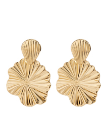 Fashion Golden 2692 Metal Liquid Fluid Lotus Leaf Pleated Stud Earrings