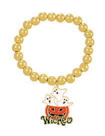 Fashion Gold-6 Alloy Drip Oil Halloween Imp Pumpkin Beaded Resin Bracelet