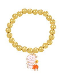 Fashion Gold-14 Alloy Drop Oil Halloween Mummy Pumpkin Beaded Resin Bracelet