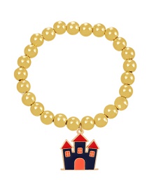 Fashion Gold-16 Alloy Drop Oil Halloween Castle Beaded Resin Bracelet