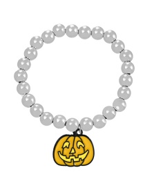 Fashion Silver-8 Alloy Drip Oil Halloween Pumpkin Beaded Resin Bracelet