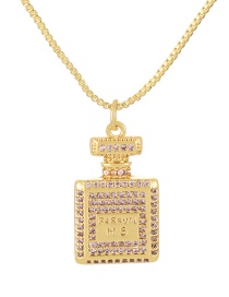 Fashion Purple Bronze Zircon Perfume Bottle Letter Pendant Necklace