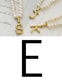 Fashion E Titanium Steel Pearl Beaded 26 Letter Necklace