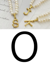 Fashion O Titanium Steel Pearl Beaded 26 Letter Necklace