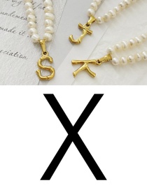 Fashion X Titanium Steel Pearl Beaded 26 Letter Necklace