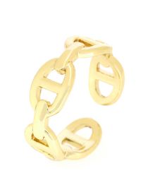 Fashion 2# Solid Copper Geometric Cutout Open Ring
