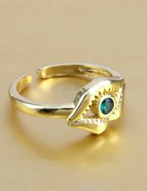 Fashion Green Diamond Bronze Zirconium Eye Ring