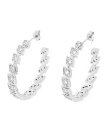 Fashion Silver Brass-set Zirconium Diamond C-shaped Earrings