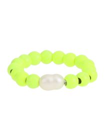 Fashion Fluorescent Green Pure Copper Painted Beaded Ring