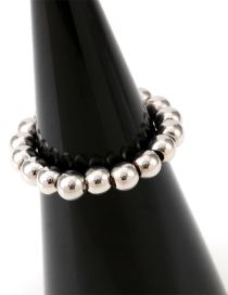 Fashion White Gold Gold Plated Copper Beaded Ring