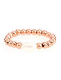 Fashion Rose Gold Pearl Gold Plated Copper Beaded Ring