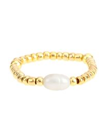 Fashion Gold Glass Rice Beads Pearl Beaded Ring