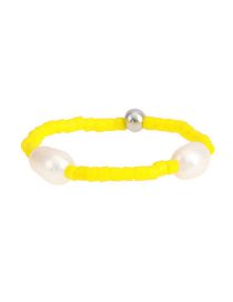 Fashion Yellow Colorful Glass Rice Beaded Ring