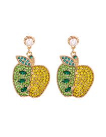 Fashion Gold Alloy Diamond Apple Stud Earrings