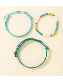 Fashion Color Rice Beads Beaded Cord Braided Multilayer Bracelet