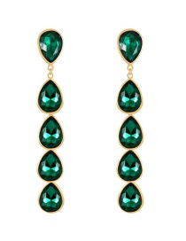 Fashion Dark Green Alloy Diamond Drop Earrings
